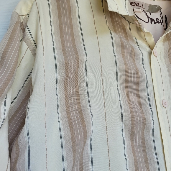 O'Neill Striped Collared Button Down Short Sleeve Shirt Men's Large - Picture 3 of 16